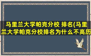 马里兰大学帕克分校 排名(马里兰大学帕克分校排名为什么不高历史排名)